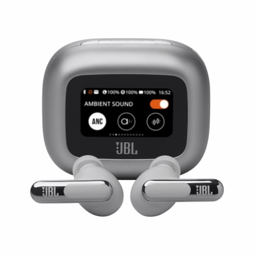 JBL Live Beam 3 Noise Cancelling Headphones - Silver Perspective: front
