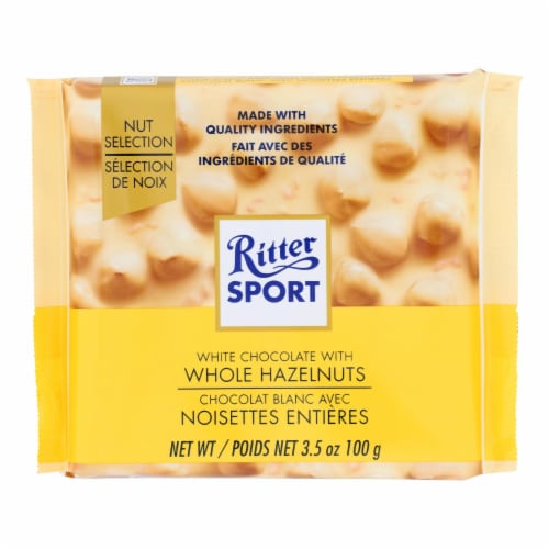 Ritter Sport White Chocolate Whole Hazelnut Candy Bar Perspective: front