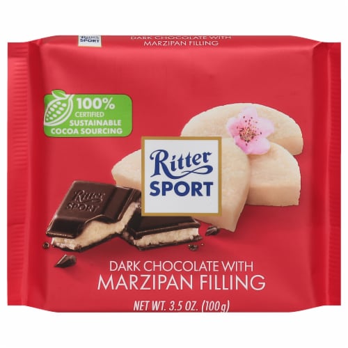 Ritter Sport Dark Chocolate With Marzipan Candy Perspective: front