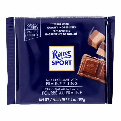 Ritter Sport Chocolate Bar - Milk Chocolate - Praline Filling - 3.5 oz Bars - Case of 13 Perspective: front