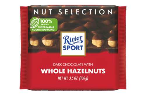 Ritter Sport Dark Chocolate With Whole Hazelnuts Candy Bar Perspective: front