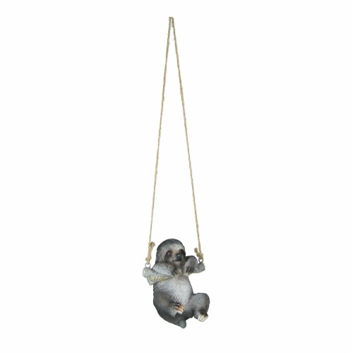 Hand-Painted Resin Sculpture Three-Toed Sloth Hanging Statue With Rope Hanger Perspective: front
