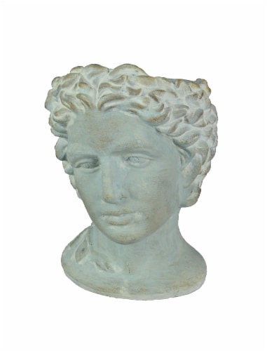 Distressed Cement Classic Greek Warrior Bust Indoor/Outdoor Head Planter Perspective: front