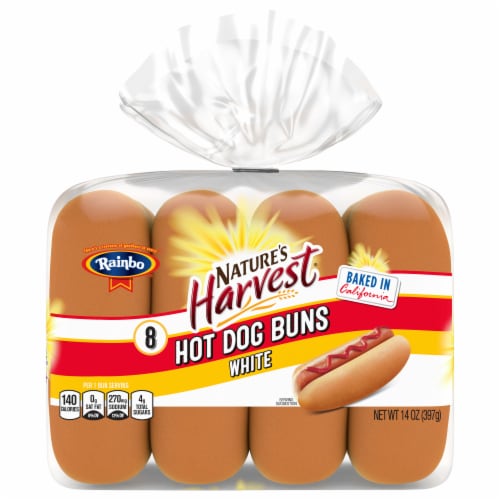 Rainbo Enriched White Hot Dog Buns Perspective: front