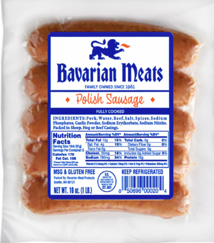 Bavarian Meats Polish Sausage Perspective: front