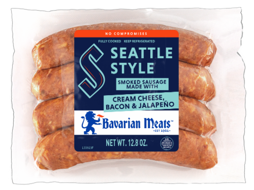 Bavarian Meats™ Seattle Style Bacon, Jalapeno & Cream Cheese Smoked Sausage Perspective: front