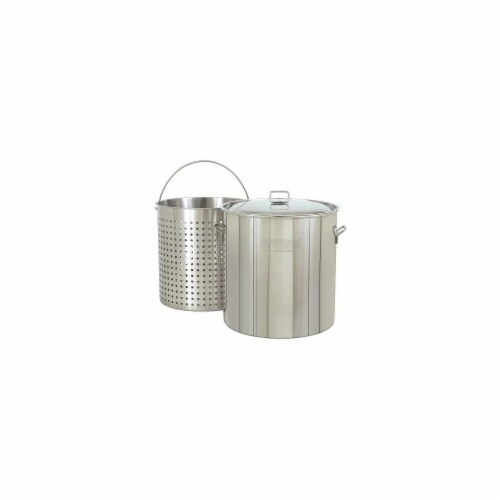 Bayou Classic 1142 142-Qt. Stockpot with Lid and Basket Perspective: front