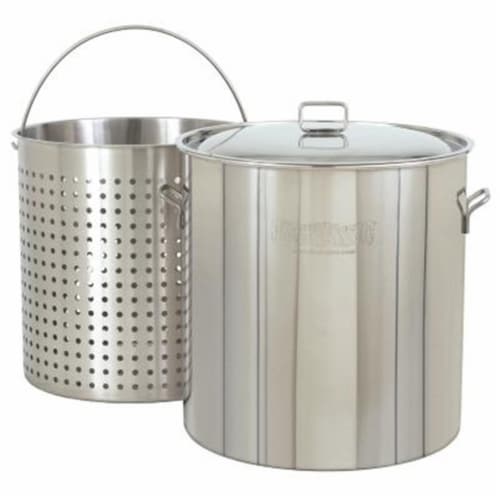 Bayou Classic 1162 162-Qt. Stockpot with Lid and Basket Perspective: front