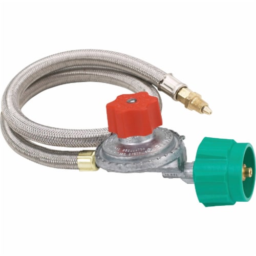 Bayou Classic 36 In. Stainless Steel Low Pressure LP Hose & Adjustable Regulator Perspective: front