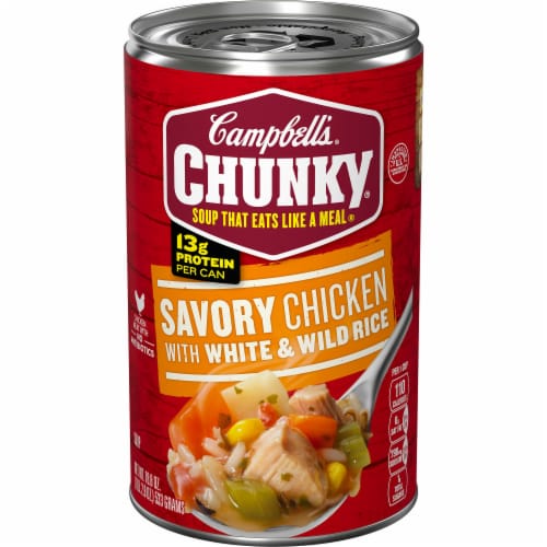 Campbell's® Chunky Savory Chicken With White & Wild Rice Soup Perspective: front