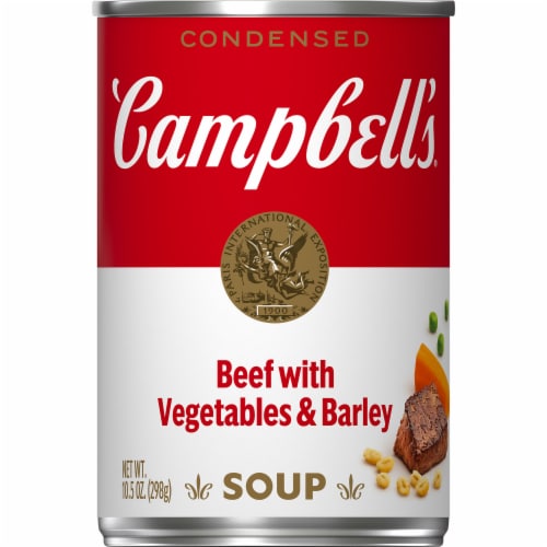 Campbell's® Condensed Beef with Vegetables & Barley Soup Perspective: front