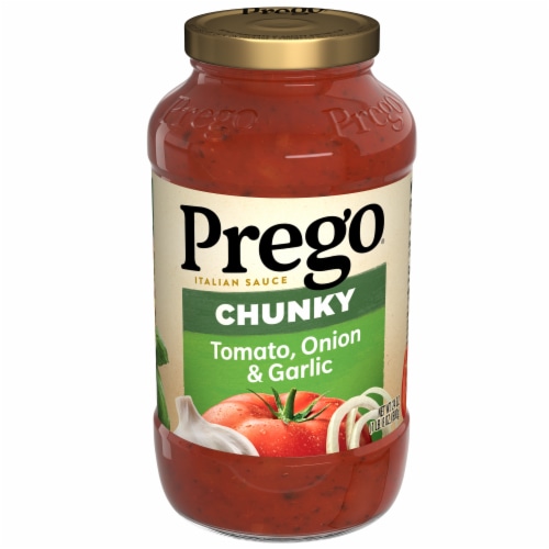 Prego Chunky Tomato with Garlic and Onion Pasta Sauce Perspective: front