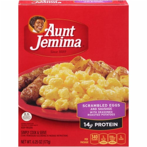 Aunt Jemima Scrambled Eggs & Sausage with Seasoned Roasted Potatoes Perspective: front