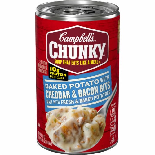 Campbell's® Chunky® Soup Baked Potato with Cheddar and Bacon Bits Soup Perspective: front