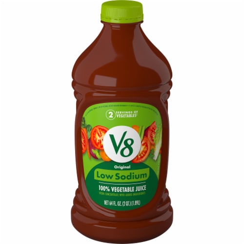 V8 Low Sodium Original 100% Vegetable Juice Perspective: front
