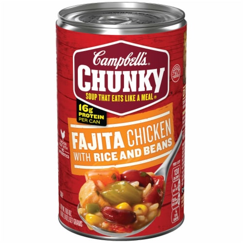 Campbell's Chunky Fajita Chicken with Rice and Beans Soup Perspective: front