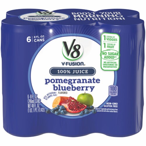 V8 V Fusion Pomegranate Blueberry Juice 6 Count Perspective: front