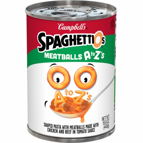 Campbell's® SpaghettiOs® Meatballs A to Z's Canned Pasta Perspective: front