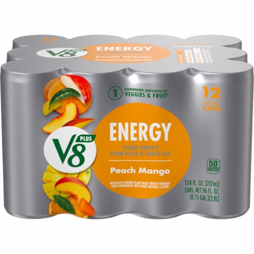 V8 +Energy Peach Mango Juice Perspective: front