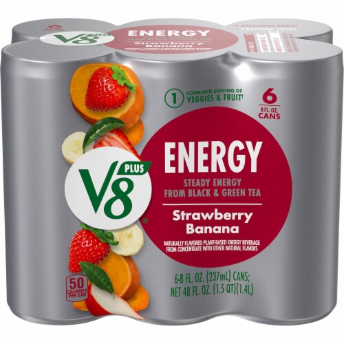 V8 Plus® Energy Strawberry Banana Plant-Based Energy Beverage Perspective: front