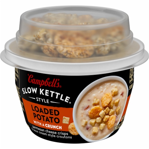 Campbell's Slow Kettle Style Loaded Potato Soup With A Crunch Microwavable Cup Perspective: front