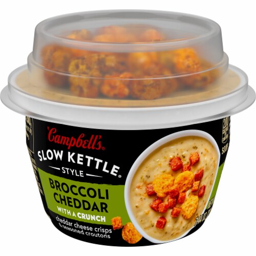 Campbell's Slow Kettle Style Broccoli Cheddar Soup With A Crunch Microwavable Cup Perspective: front