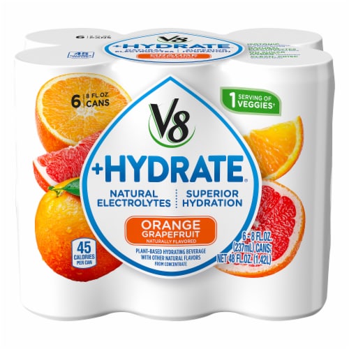 V8 +Hydrate Orange Grapefruit Juice Perspective: front