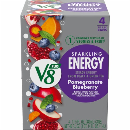 V8 Plus Energy Pomegranate Blueberry Sparkling Energy Drink Perspective: front