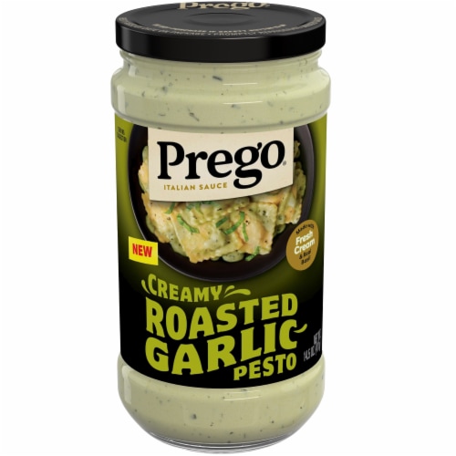 Prego Creamy Roasted Garlic Pesto Pasta Sauce Perspective: front