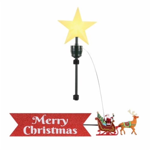 Mr. Christmas Santa Sleigh Tree Topper Perspective: front