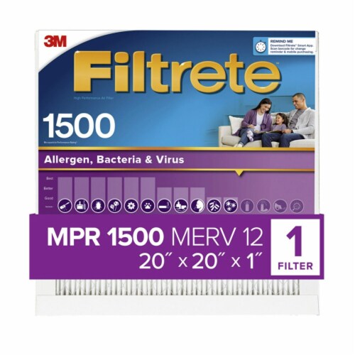 Filtrete™ Allergen Bacteria & Virus Furnace AC Air Filter 1500 MPR Perspective: front