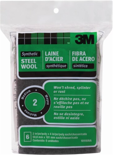 3M Medium Synthetic Steel Wool - 6 Pack - Black Perspective: front