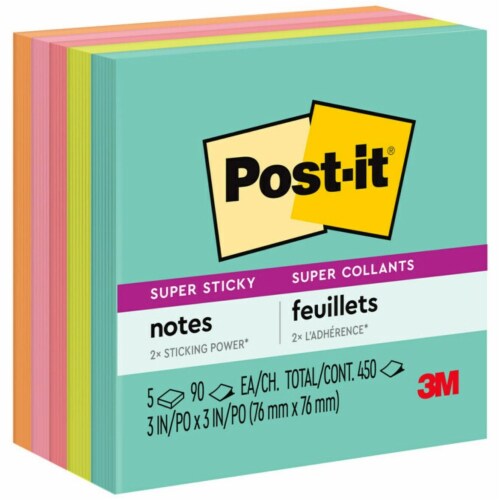 Post-it® Super Sticky Adhesive Miami Collection Notes, 90 ct - Kroger