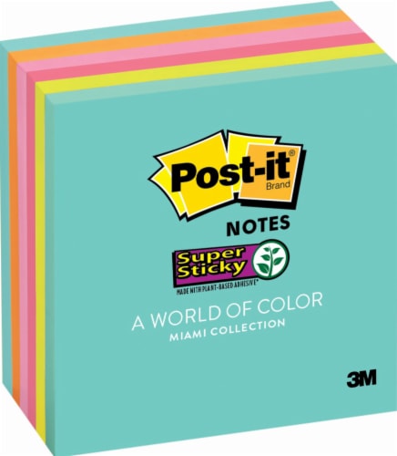 Post-it® Miami Collection Super Sticky Notes - 3 in x 3 in, 6 pk