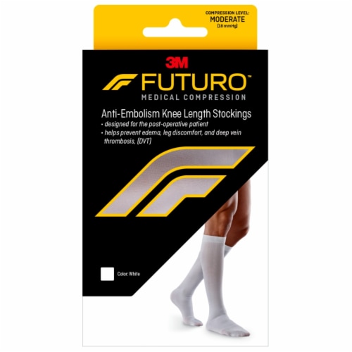 Futuro Anit-Embolism Large Knee Length Closed Toe Stockings - White, 1 ...