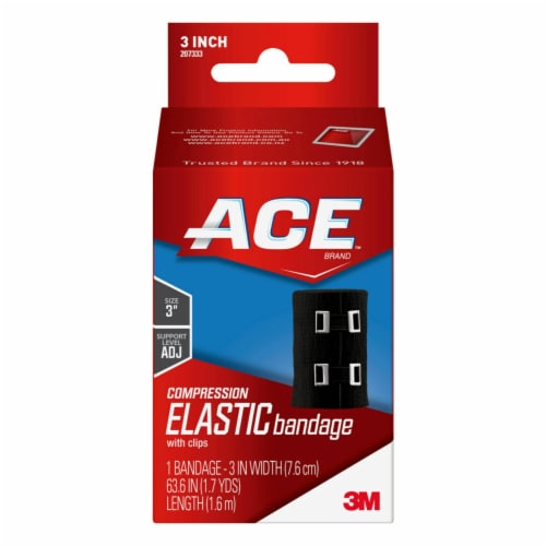 Ace Black Compression Elastic Bandage with Metal Clips - 3 Inch Perspective: front
