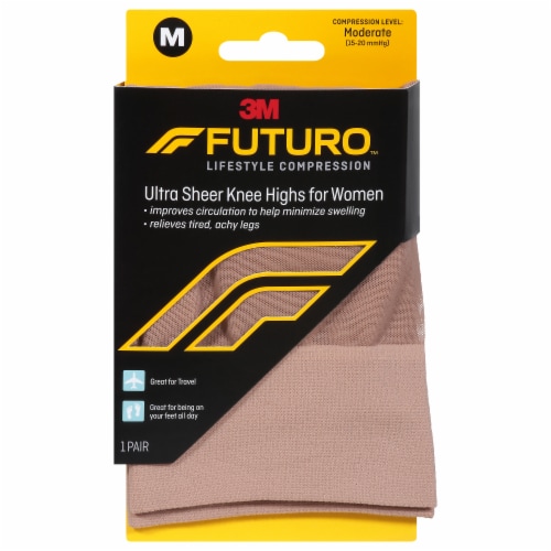 Futuro Women's Lifestyle Compression Ultra Sheer Nude Knee Highs Perspective: front