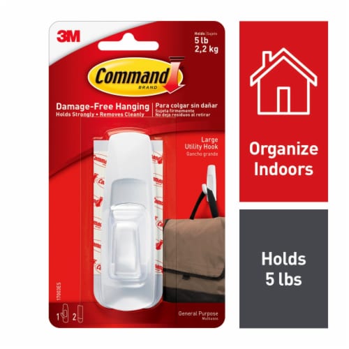 Command® Damage-Free Hanging Large Utility Hook - White Perspective: front