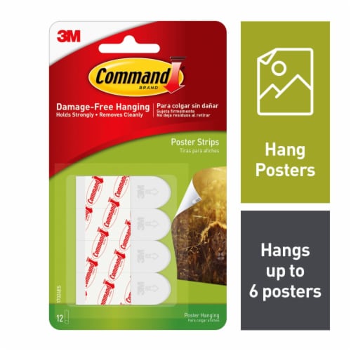 Command™ Damage-Free Hanging Small Poster Strips - White Perspective: front