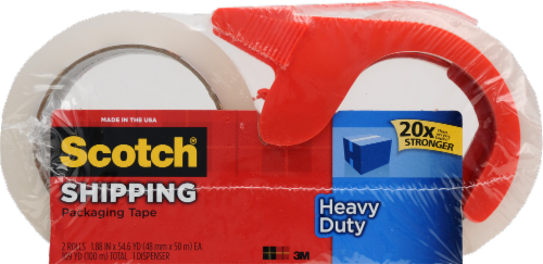 Scotch® Heavy Duty Shipping Packing Tape - 2 Pack - Clear Perspective: front