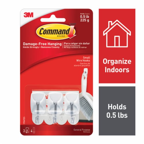 Command Wire Hooks, General Purpose, Small - 3 hooks