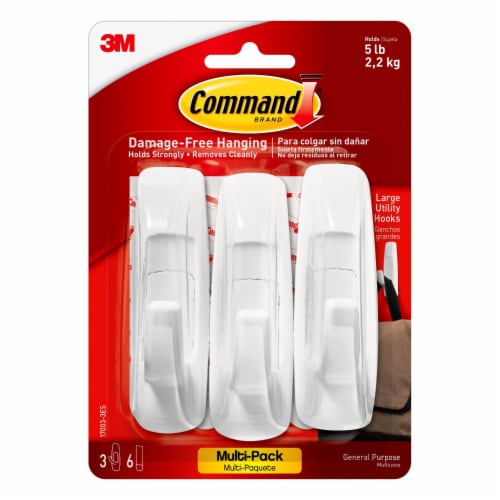 Command® Damage-Free White Hanging Large Utility Hooks, 3 pk - Fry's Food  Stores