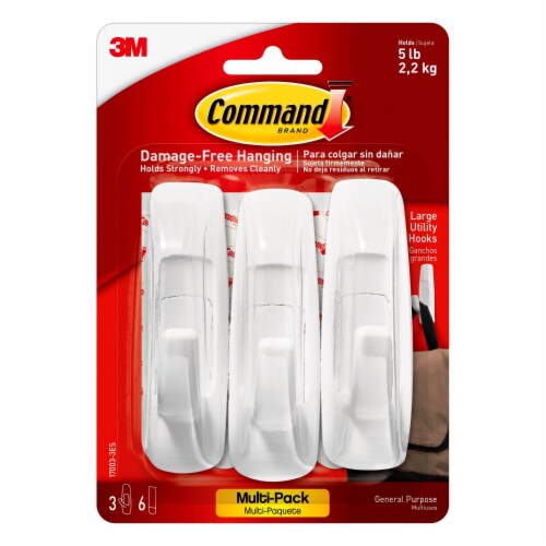 Command® Damage-Free Hanging Large Utility Hooks - White Perspective: front