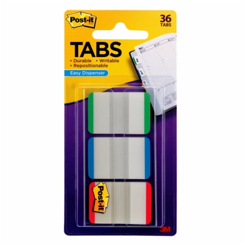 Post-it® Durable Filing Tabs - 3 Pack - Green/Blue/Red Perspective: front