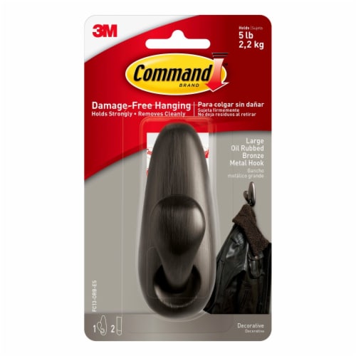 Command™ Oil-Rubbed Bronze Large Damage-Free Decorative Metal Hook Perspective: front