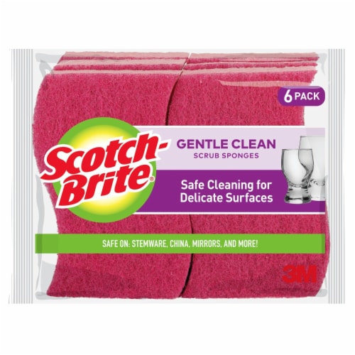 Scotch-Brite™ Delicate Duty Scrub Sponges - 6 Pack - Pink Perspective: front