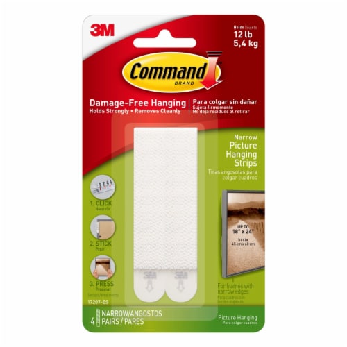 3M Command Picture and Frame Damage-Free Strips 4 Pack - Narrow Perspective: front