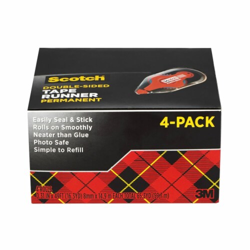 Scotch Double-Sided Permanent Tape Runner Value Pack .31 x 16.3 yds each  Clear 4/Pack, 1 - Kroger