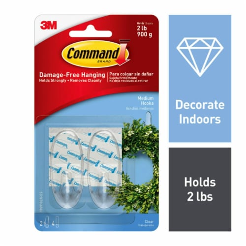 Command™ Damage-Free Medium Clear Hooks Perspective: front
