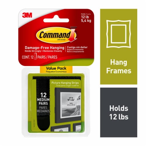 Command™ Medium Damage-Free Picture Hanging Strips - Black Perspective: front
